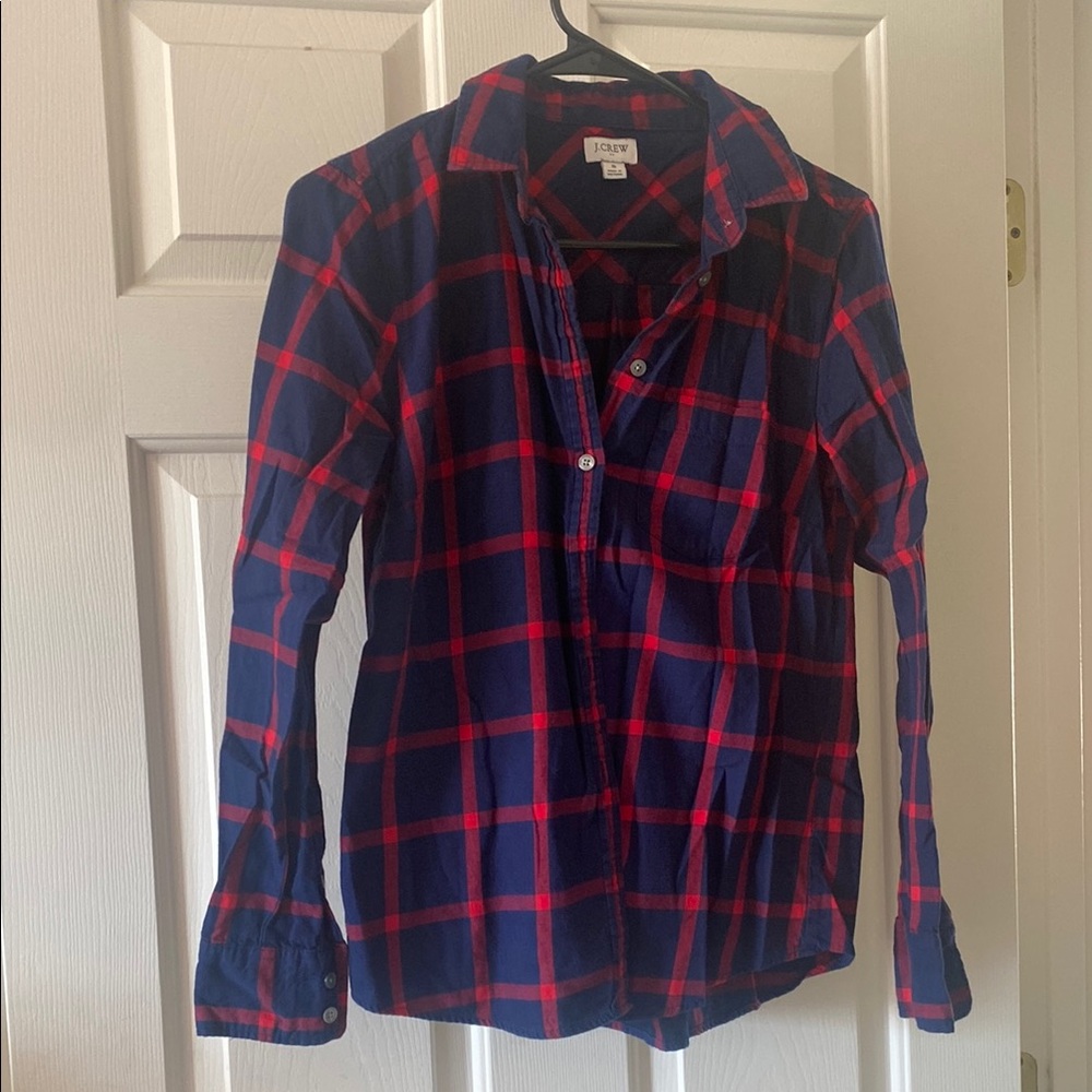 J. Crew Blue and Red Plaid Button Down Shirt